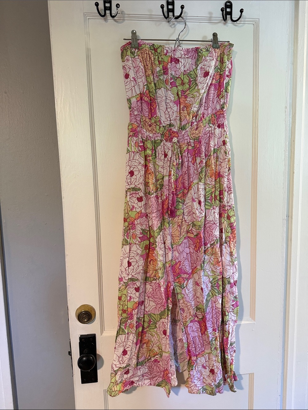 Strapless Floral Maxi Dress in Pink, Green, Yellow